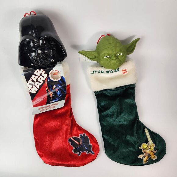 Star Wars Christmas Stocking Darth Vader & Yoda Decor May The‎ Force Be With You - Picture 1 of 14